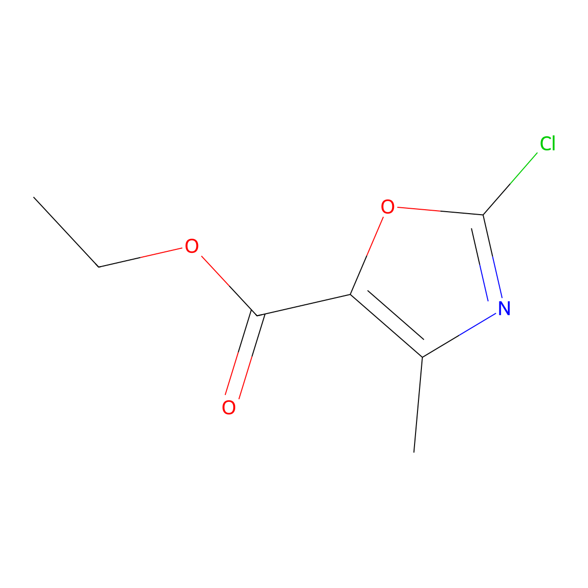 Ethyl 2-chloro-4-methyl-1,3-oxazole-5-carboxylate molecular structure, CAS 78451-11-3