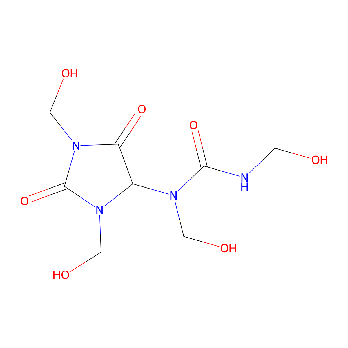 Diazolidinylurea molecular structure, CAS 78491-02-8