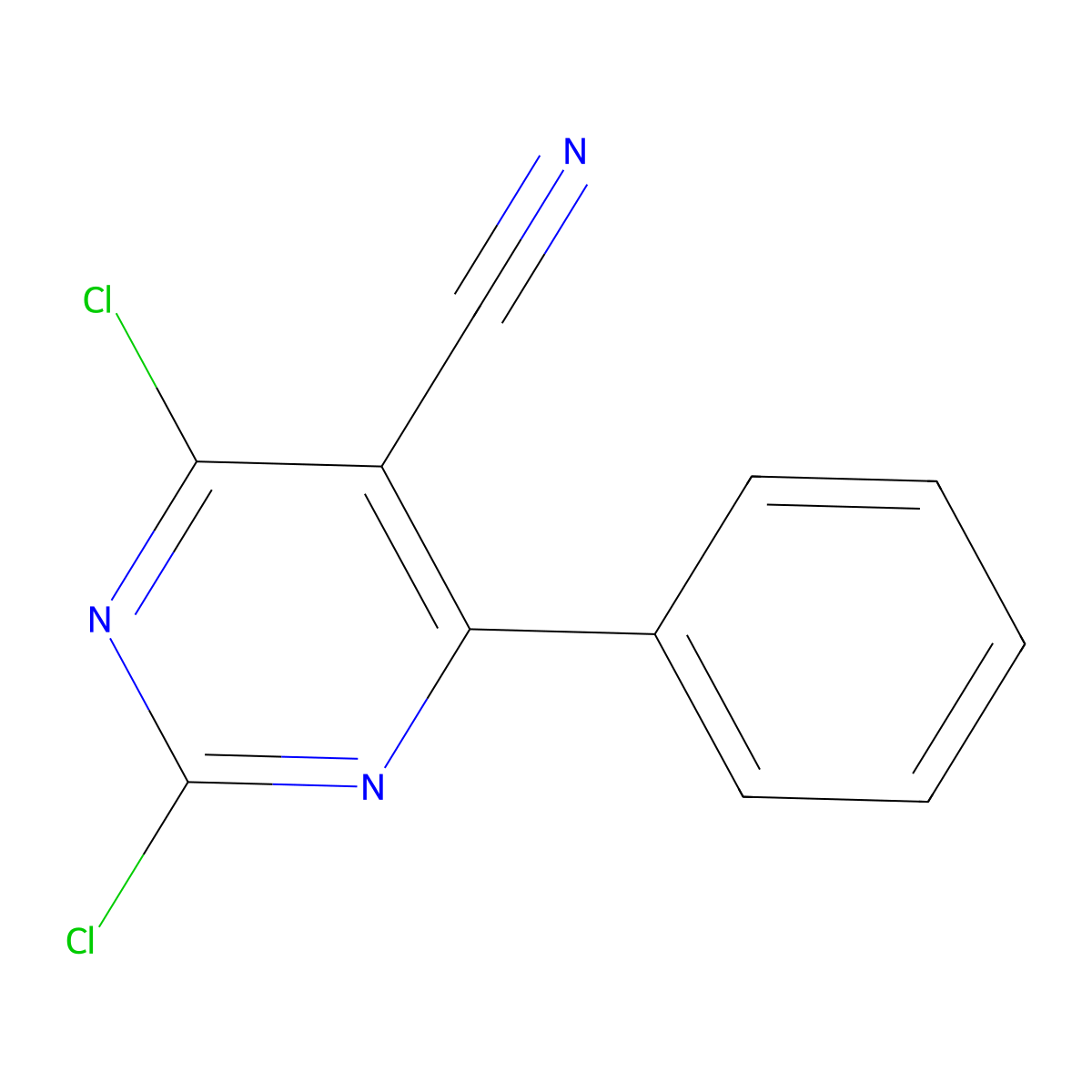 2,4-Dichloro-6-phenyl-5-pyrimidinecarbonitrile molecular structure, CAS 78494-42-5