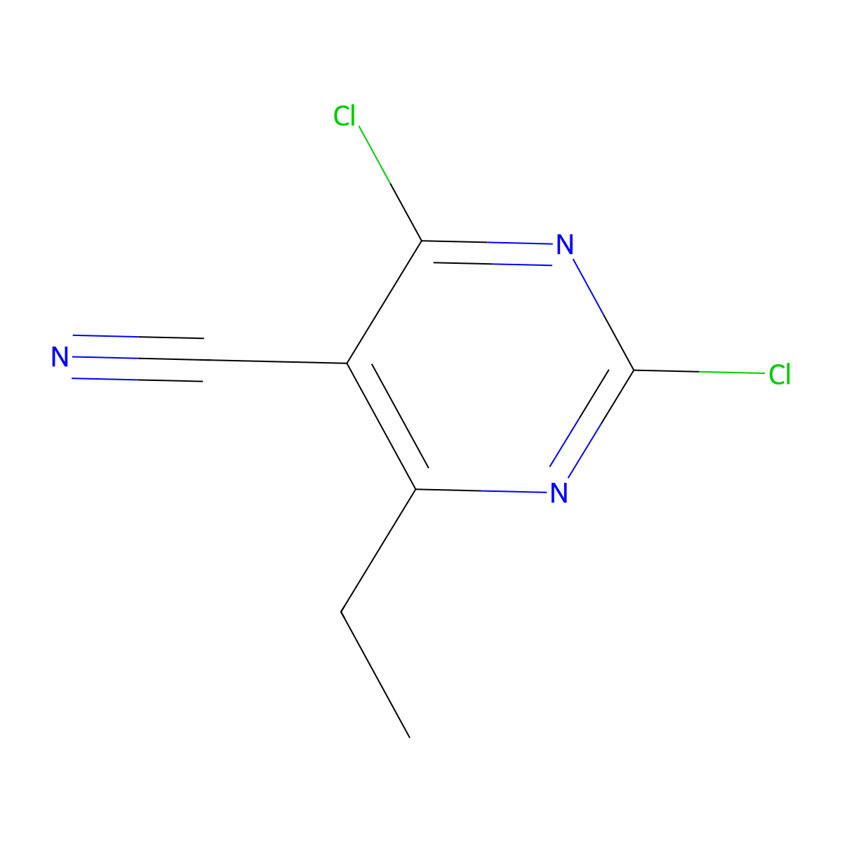 2,4-Dichloro-6-ethylpyrimidine-5-carbonitrile molecular structure, CAS 78494-45-8