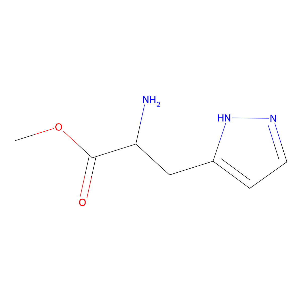 (S)-Methyl 2-amino-3-(1H-pyrazol-3-yl)propanoate molecular structure, CAS 784984-83-4