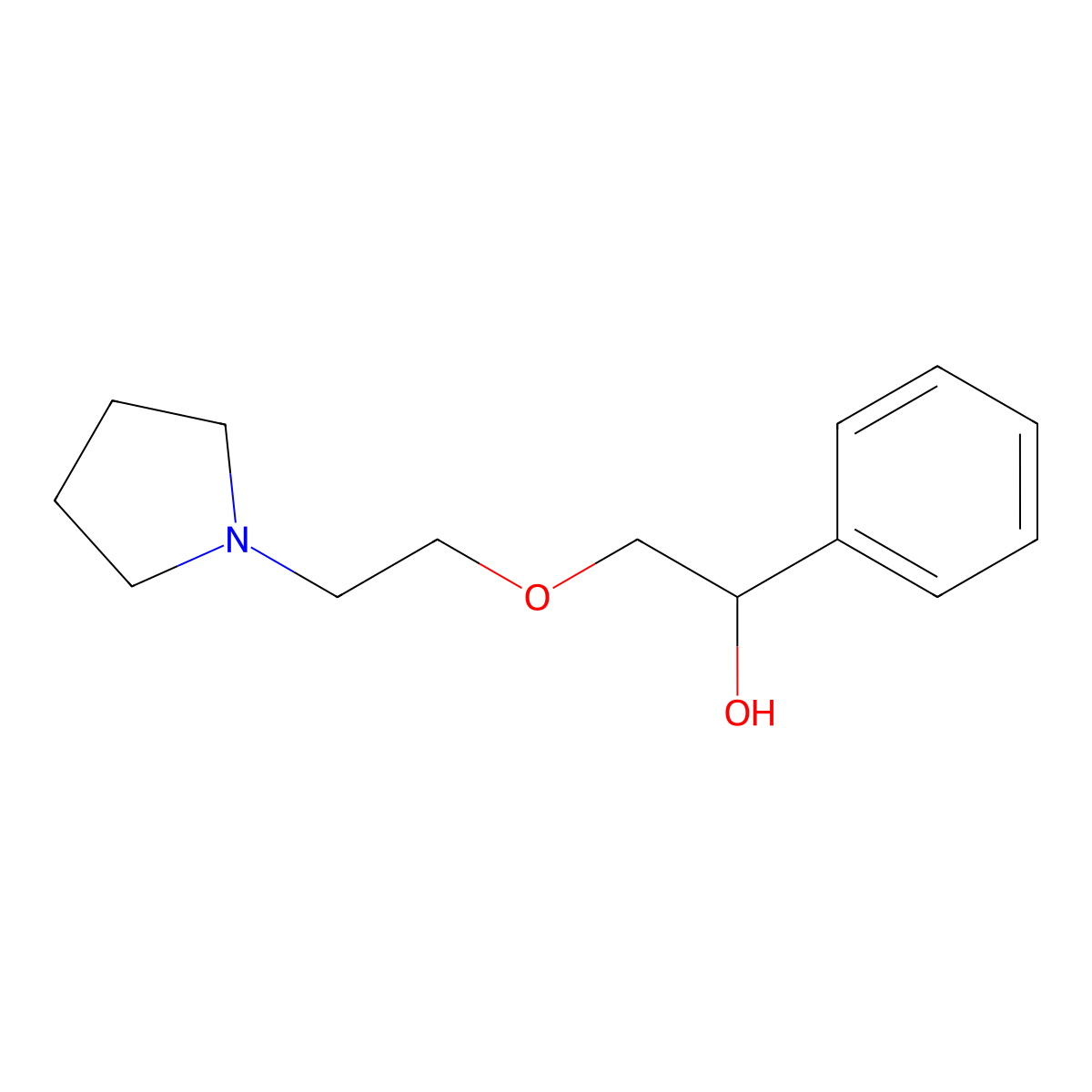Benzyl alcohol, alpha-((2-(1-pyrrolidinyl)ethoxy)methyl)- molecular structure, CAS 785-34-2