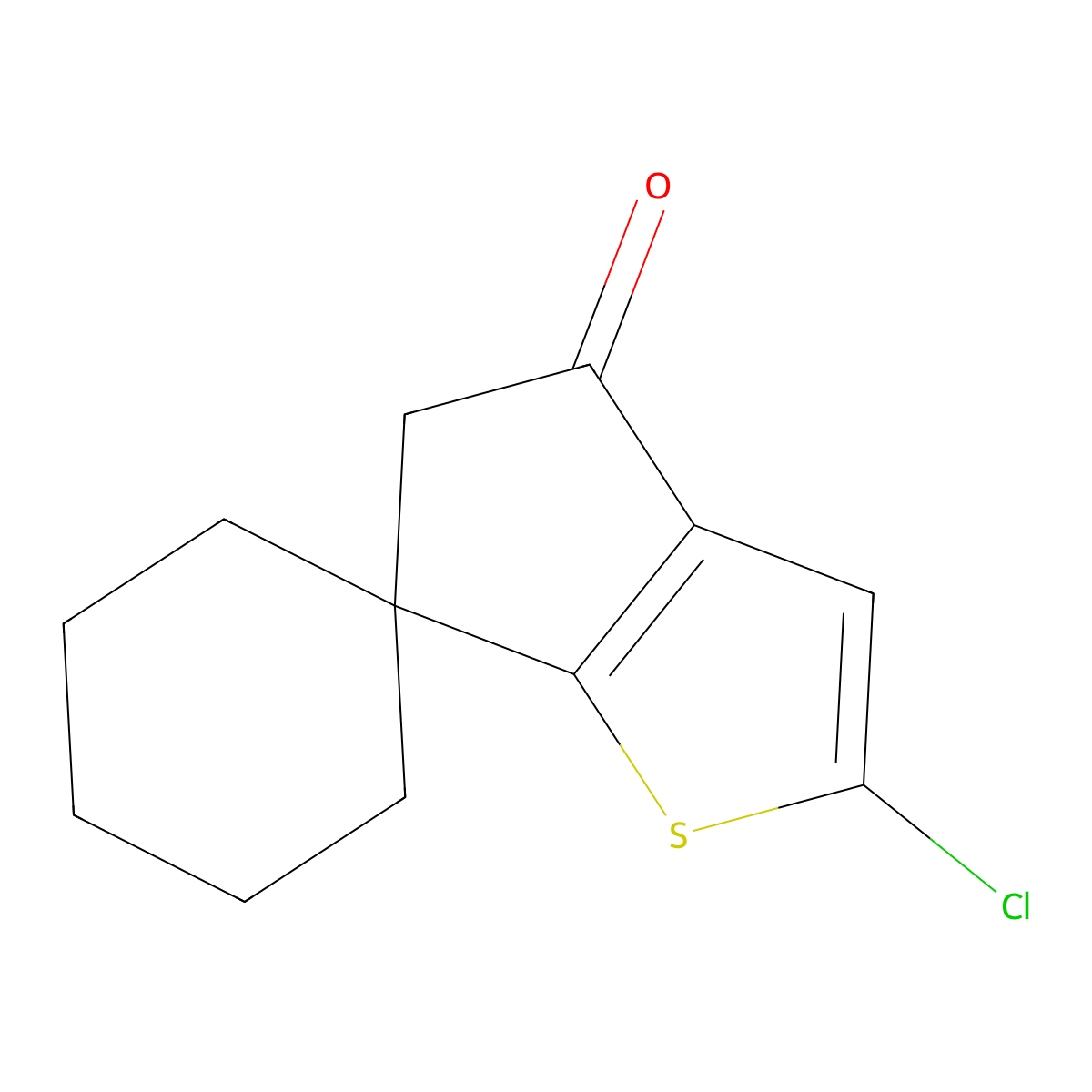 2-chloro-5,6-dihydrospiro(4H-cyclopenta[b]thiophene-6,1'-cyclohexane)-4-one molecular structure, CAS 78502-05-3