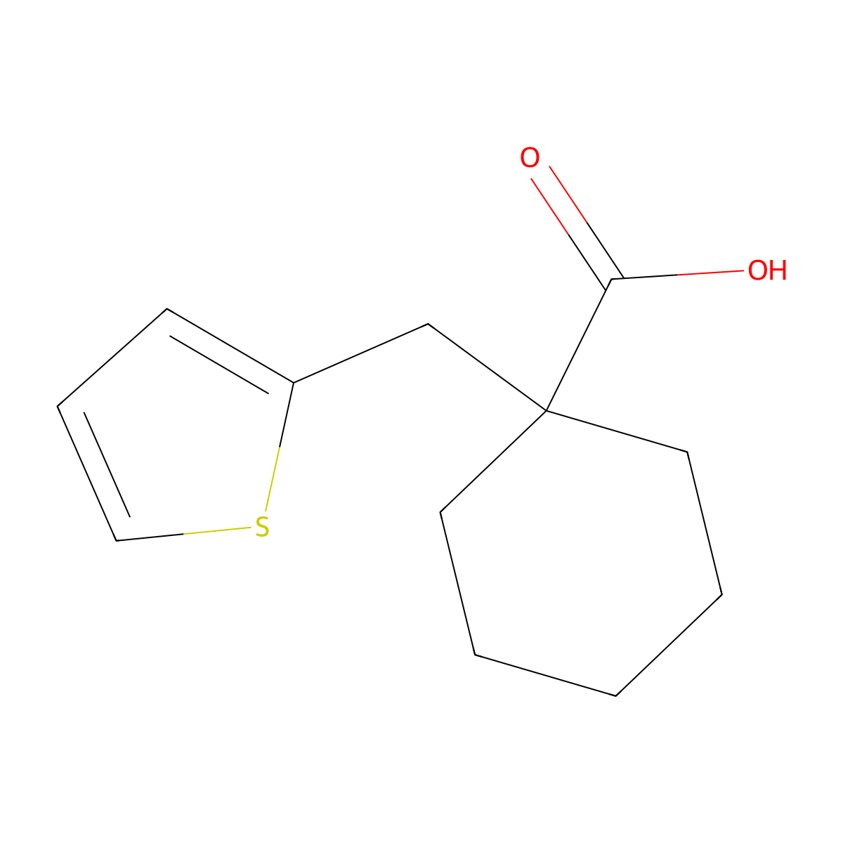 1-[(Thiophen-2-yl)methyl]cyclohexane-1-carboxylic acid molecular structure, CAS 78502-09-7