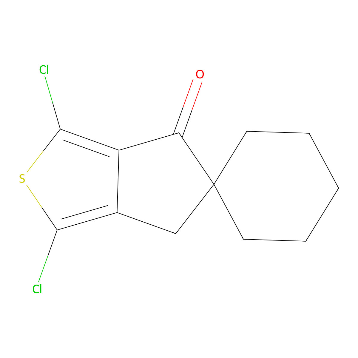 1,3-dichloro-5,6-dihydrospiro(4H-cyclopenta[c]thiophene-5,1'-cyclohexane)-4-one molecular structure, CAS 78502-12-2
