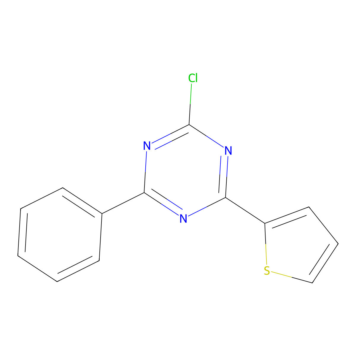 2-Chloro-4-phenyl-6-(2-thienyl)-1,3,5-triazine molecular structure, CAS 78503-96-5