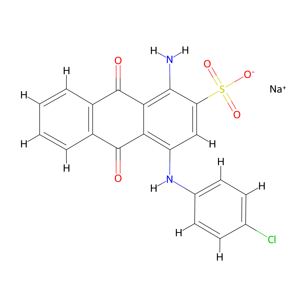 Sodium 1-amino-4-((4-chlorophenyl)amino)-9,10-dioxo-9,10-dihydroanthracene-2-sulfonate molecular structure, CAS 78510-31-3
