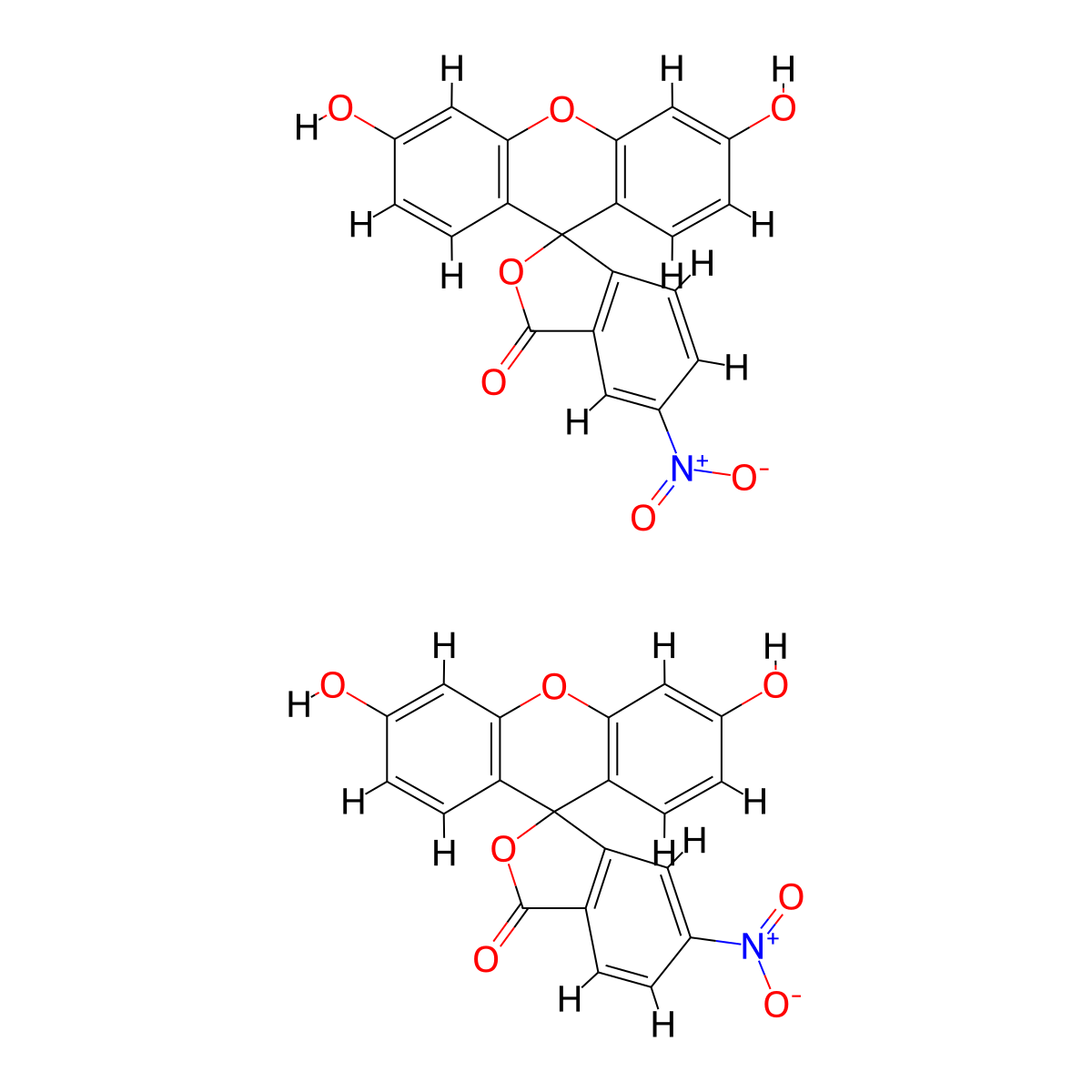 3',6'-dihydroxy-5(or 6)-nitro-spiro[isobenzofuran-1(3H),9'-[9H]xanthene]-3-one molecular structure, CAS 78512-32-0