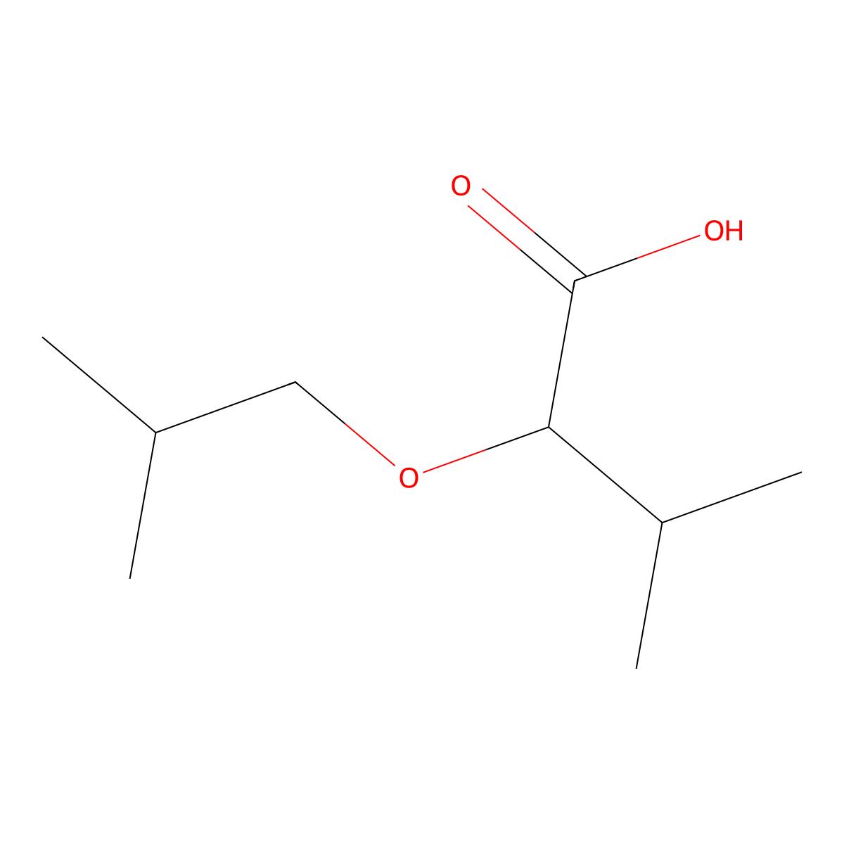 3-Methyl-2-(2-methylpropoxy)butanoic acid molecular structure, CAS 78522-82-4