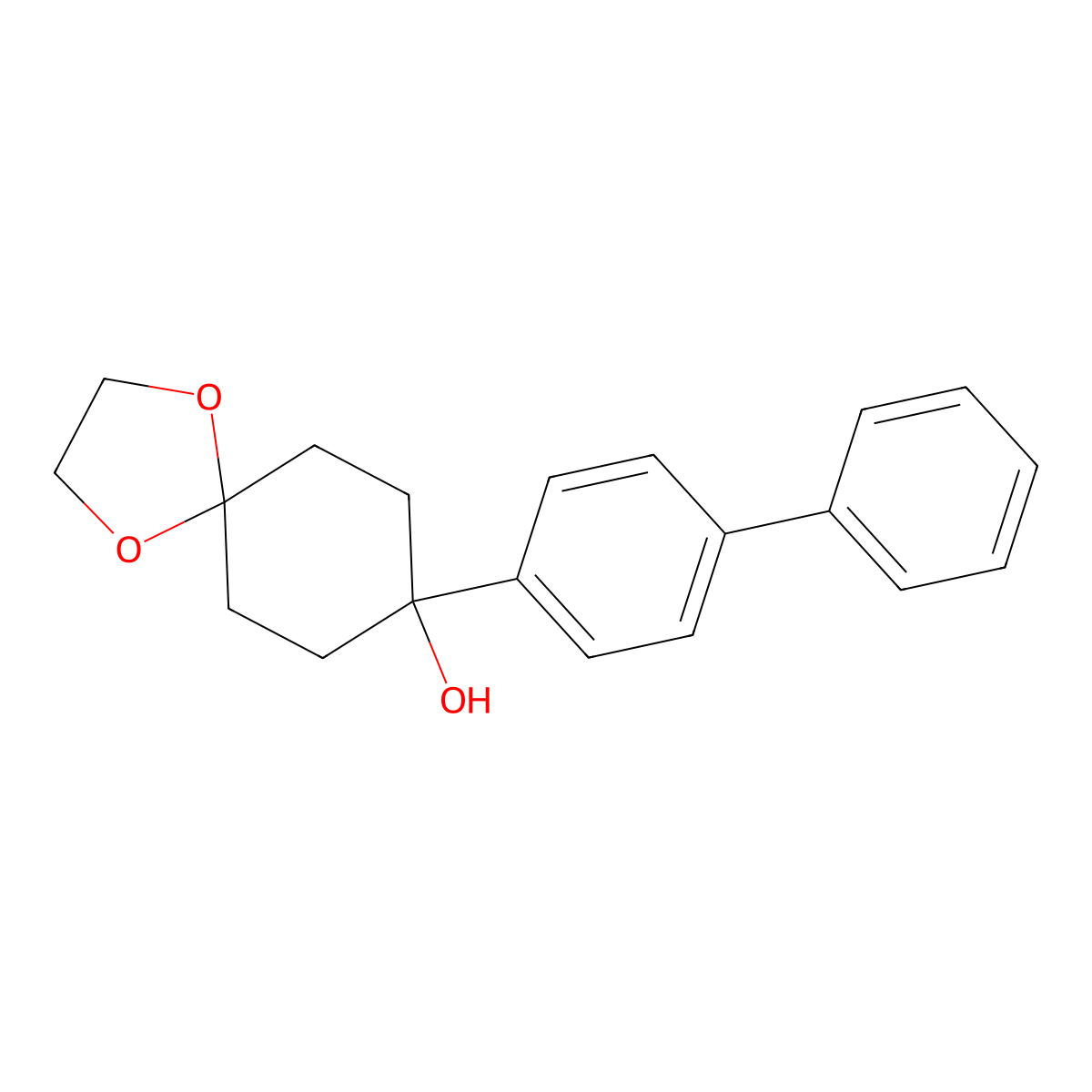 1,4-Dioxaspiro[4.5]decan-8-ol, 8-[1,1'-biphenyl]-4-yl- molecular structure, CAS 78531-62-1
