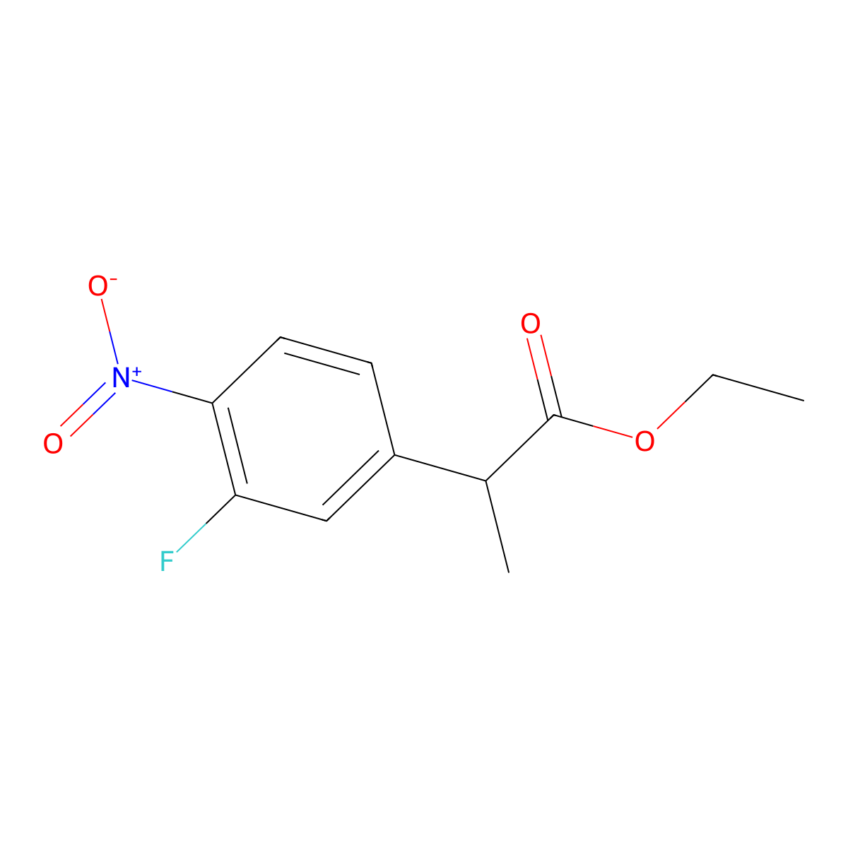 Ethyl 2-(3-fluoro-4-nitrophenyl)propanoate molecular structure, CAS 78543-07-4
