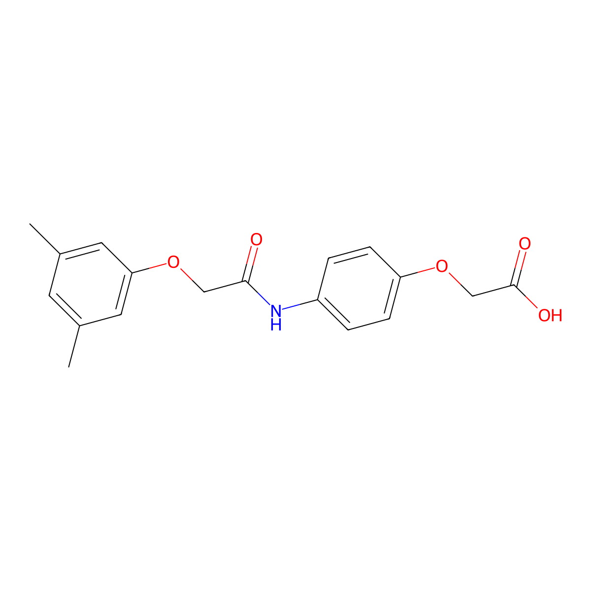 (4-{[(3,5-Dimethylphenoxy)acetyl]amino}phenoxy)acetic acid molecular structure, CAS 78547-29-2