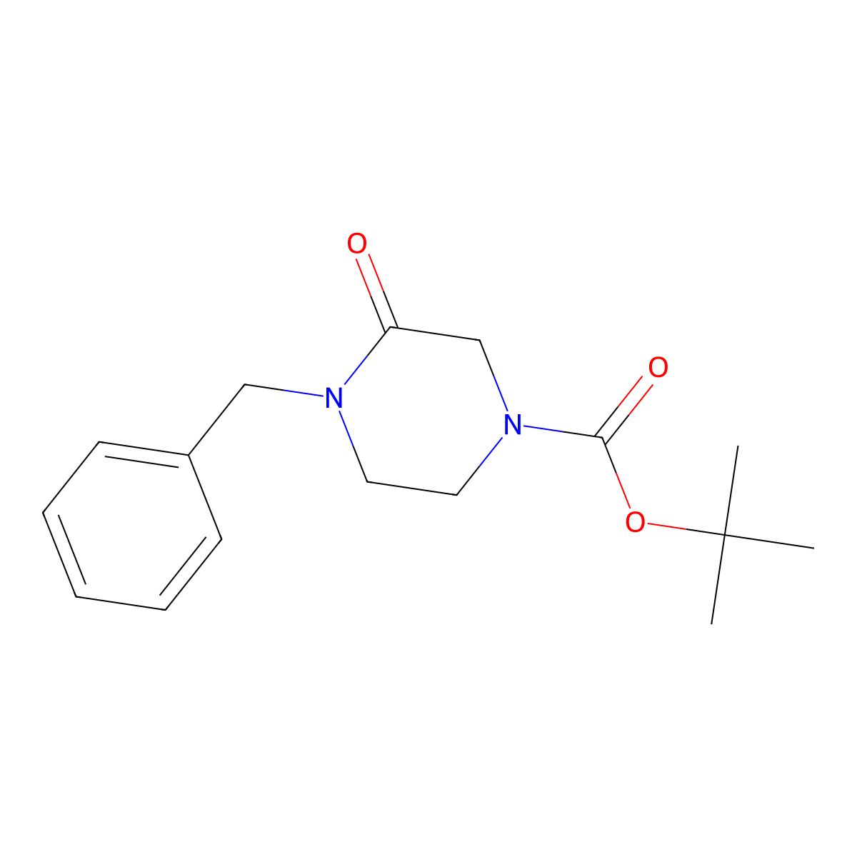 Tert-butyl 4-benzyl-3-oxopiperazine-1-carboxylate molecular structure, CAS 78551-60-7