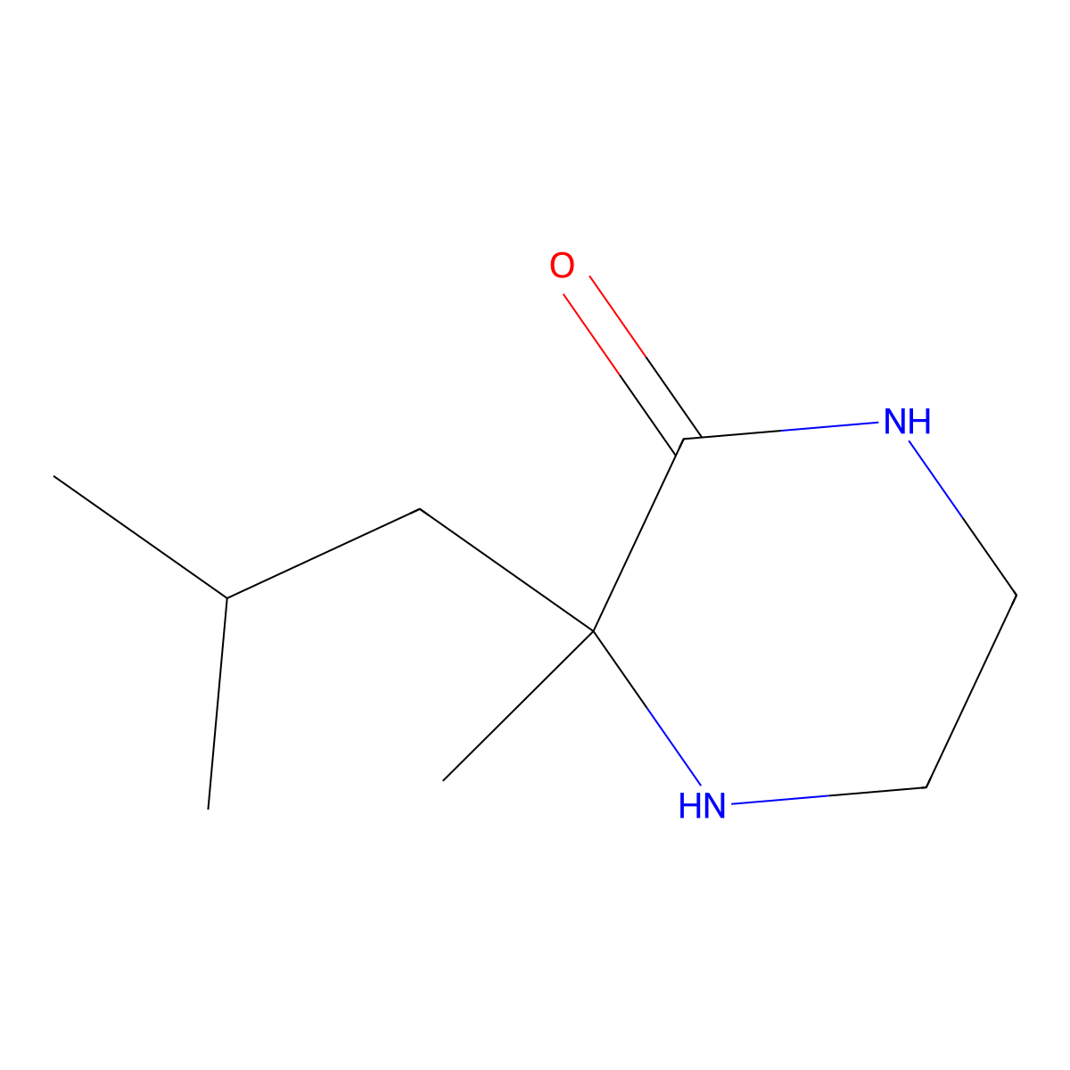 3-Methyl-3-(2-methylpropyl)piperazin-2-one molecular structure, CAS 78551-70-9