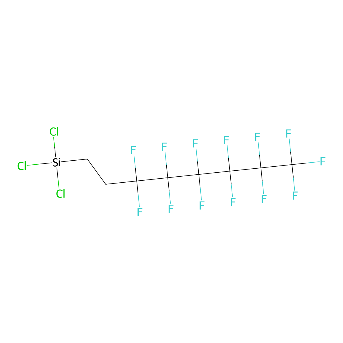 Trichloro((perfluorohexyl)ethyl)silane molecular structure, CAS 78560-45-9