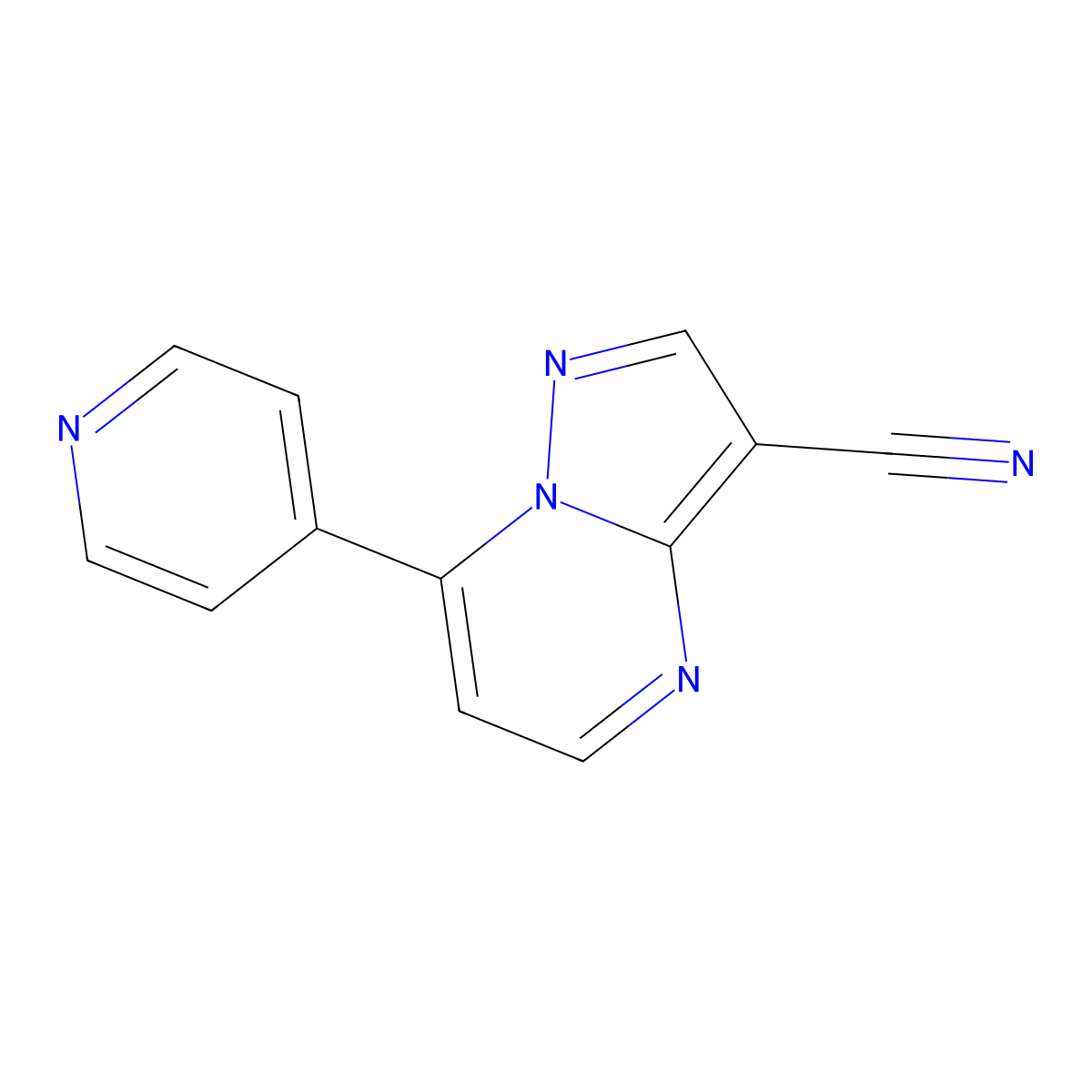 7-(Pyridin-4-yl)pyrazolo[1,5-a]pyrimidine-3-carbonitrile molecular structure, CAS 78562-48-8
