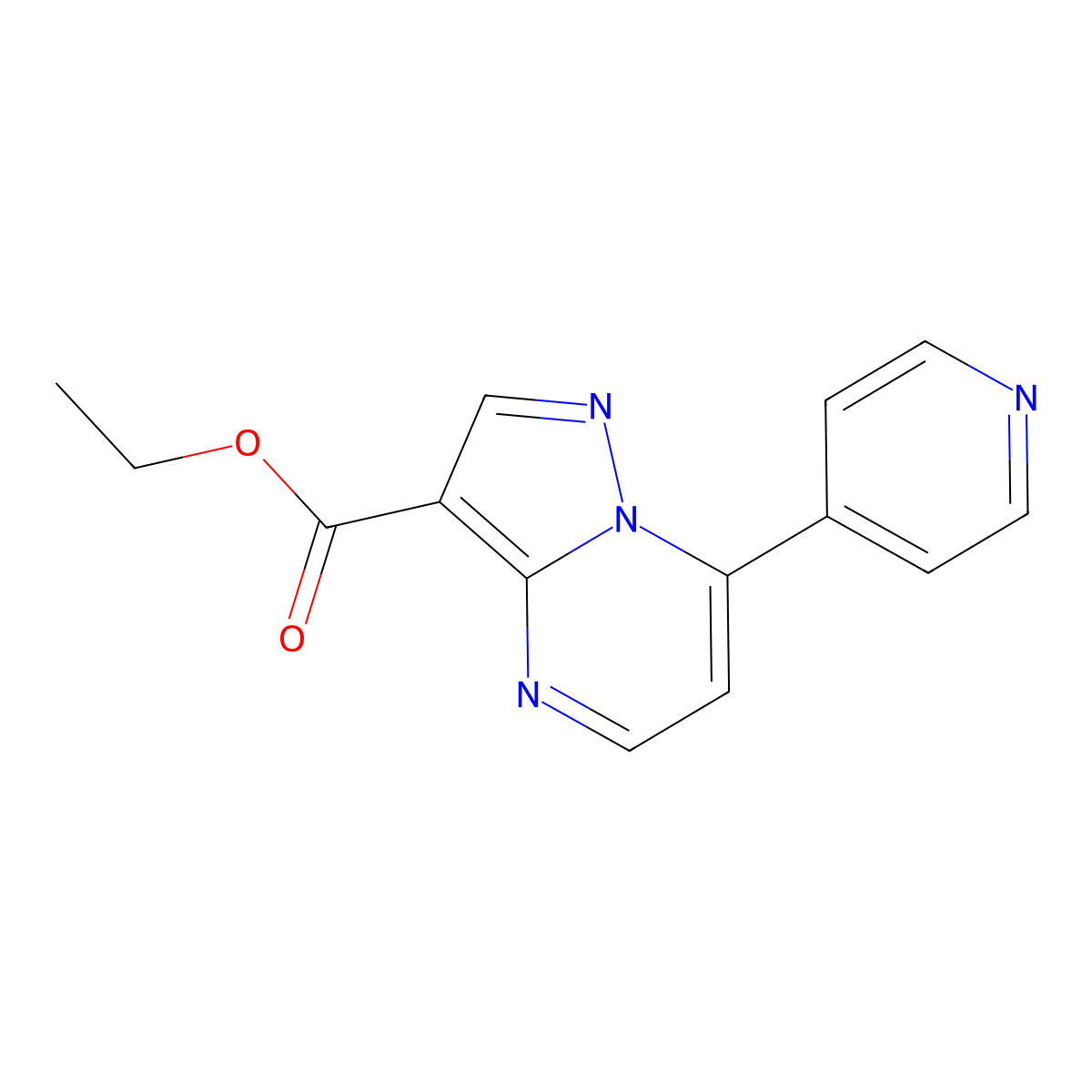 Ethyl 7-(4-pyridyl)pyrazolo[1,5-a]pyrimidine-3-carboxylate molecular structure, CAS 78562-49-9