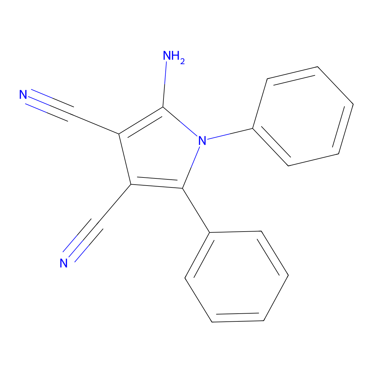 2-Amino-1,5-diphenyl-1H-pyrrole-3,4-dicarbonitrile molecular structure, CAS 78563-59-4