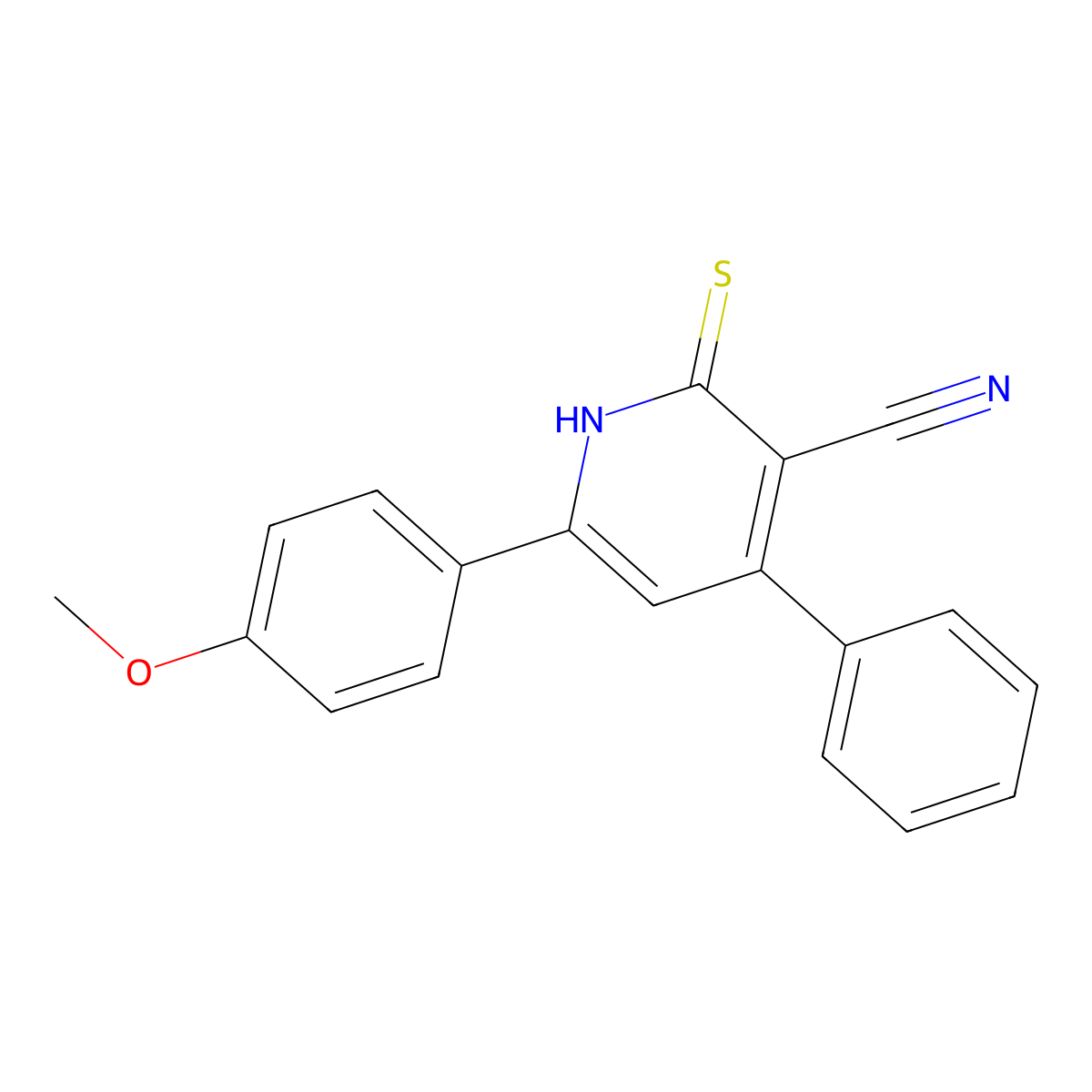 2-Mercapto-6-(4-methoxyphenyl)-4-phenylnicotinonitrile molecular structure, CAS 78564-18-8