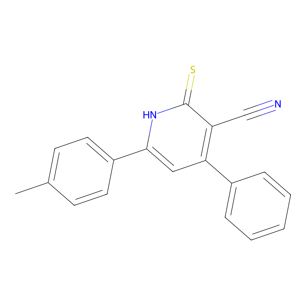 4-Phenyl-2-thioxo-6-p-tolyl-1,2-dihydro-pyridine-3-carbonitrile molecular structure, CAS 78564-19-9