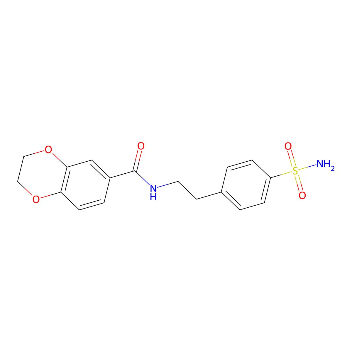 N-[2-(4-sulfamoylphenyl)ethyl]-2,3-dihydro-1,4-benzodioxine-6-carboxamide molecular structure, CAS 785710-63-6