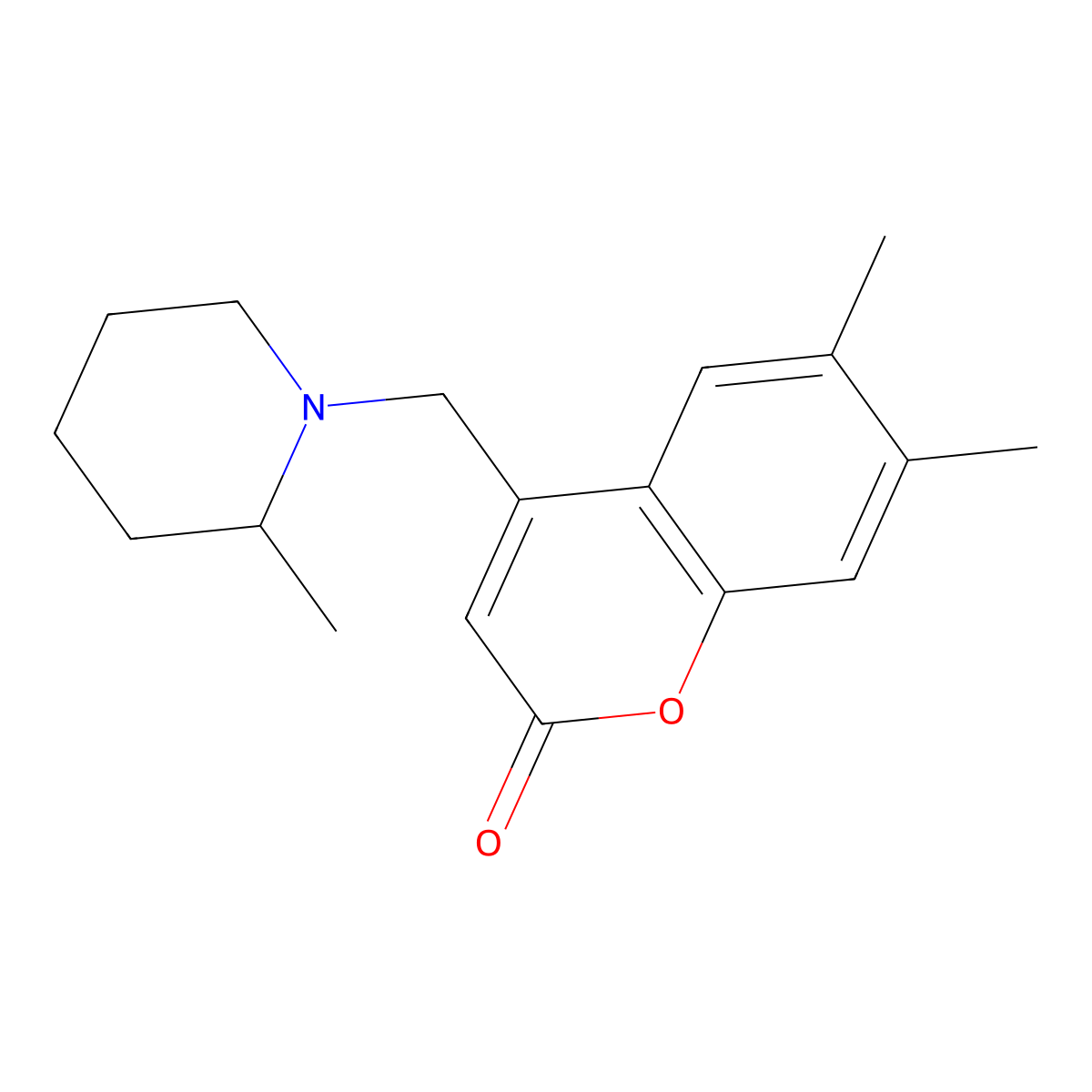 6,7-Dimethyl-4-[(2-methylpiperidin-1-yl)methyl]chromen-2-one molecular structure, CAS 785711-48-0