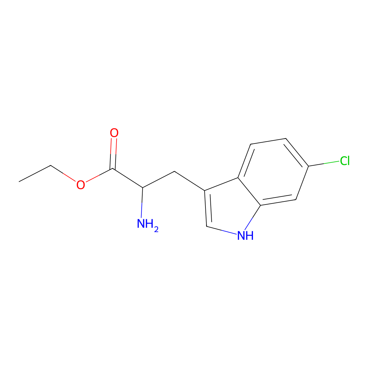 ethyl 2-amino-3-(6-chloro-1H-indol-3-yl)propanoate molecular structure, CAS 785717-02-4