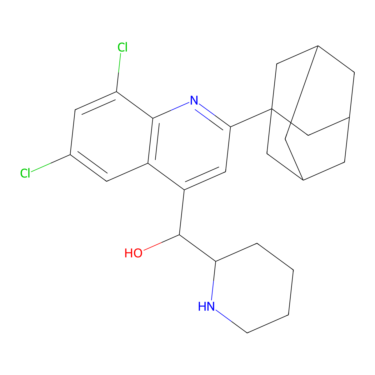 [2-(1-Adamantyl)-6,8-dichloroquinolin-4-yl]-piperidin-2-ylmethanol molecular structure, CAS 785718-37-8