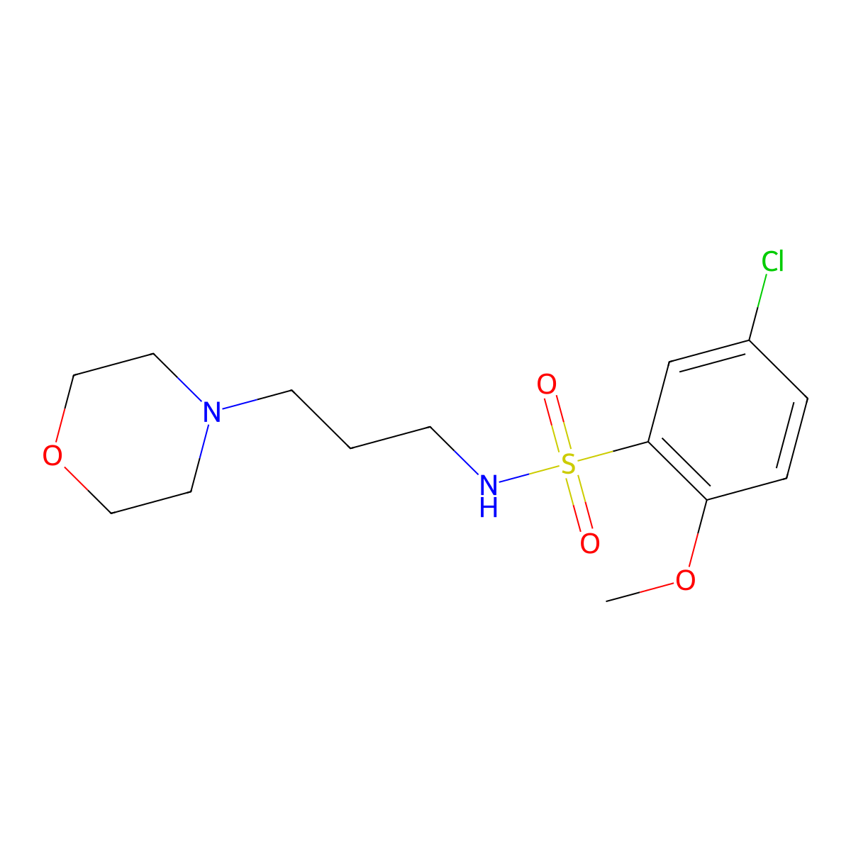 5-chloro-2-methoxy-N-(3-morpholin-4-ylpropyl)benzenesulfonamide molecular structure, CAS 785721-94-0