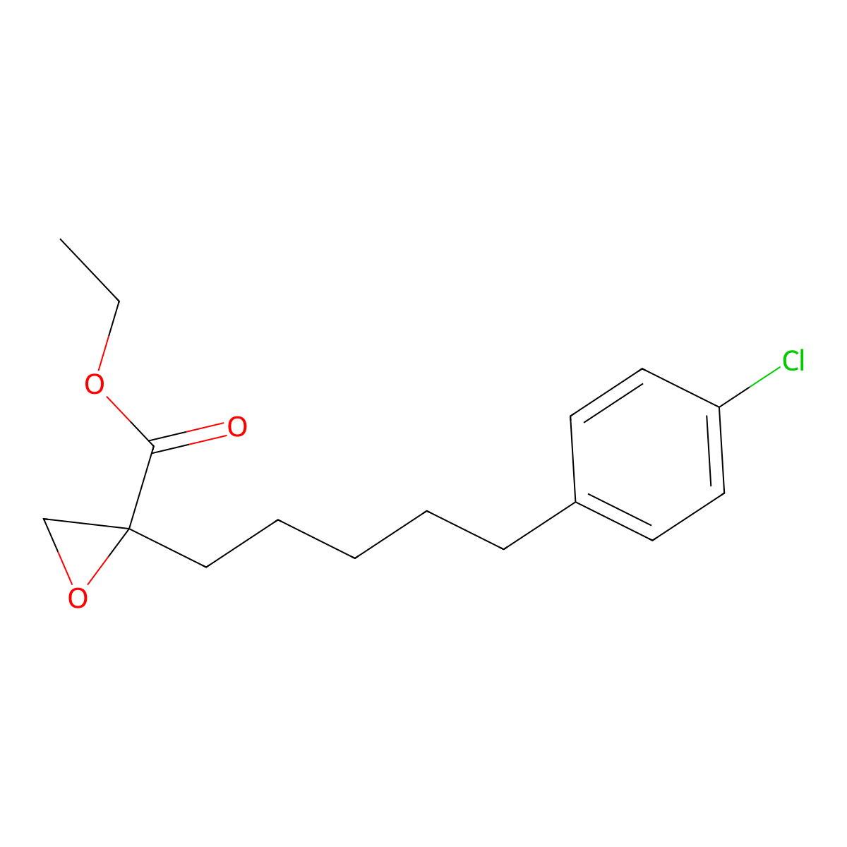 Ethyl 2-(5-(4-chlorophenyl)pentyl)oxiran-2-carboxylate molecular structure, CAS 78573-55-4