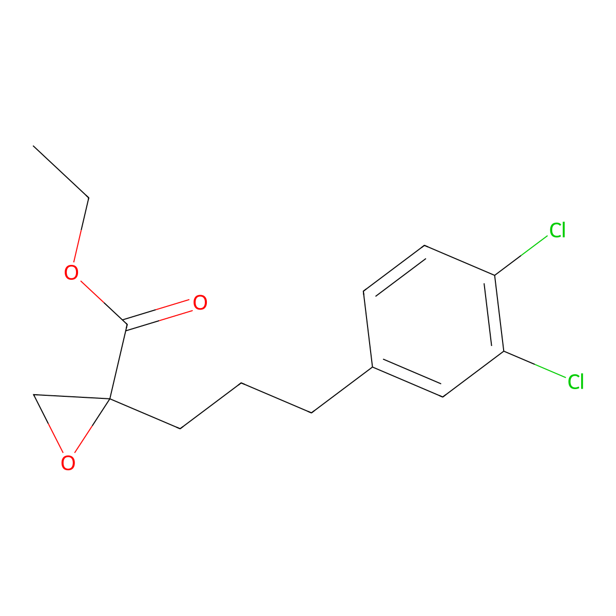 Glycidic acid, 2-(3-(3,4-dichlorophenyl)propyl)-, ethyl ester molecular structure, CAS 78573-87-2