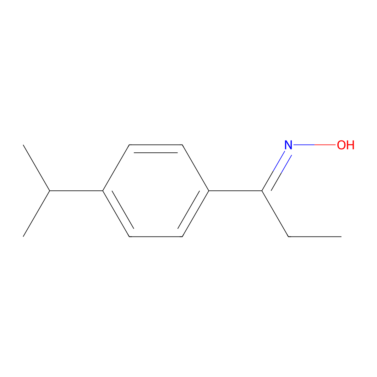 1-Propanone, 1-[4-(1-methylethyl)phenyl]-, oxime molecular structure, CAS 78575-14-1