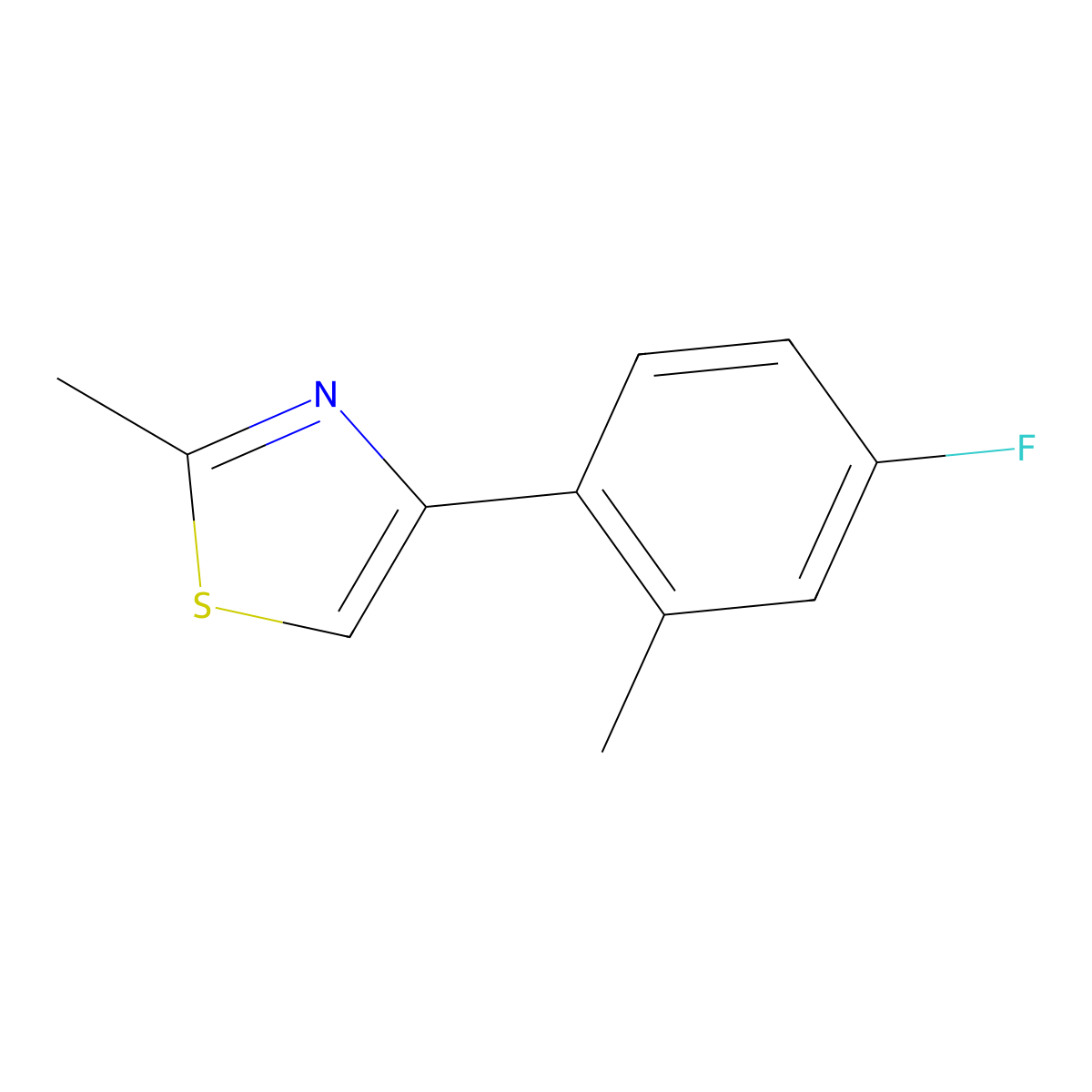 4-(4-Fluoro-2-methylphenyl)-2-methyl-1,3-thiazole molecular structure, CAS 785750-09-6