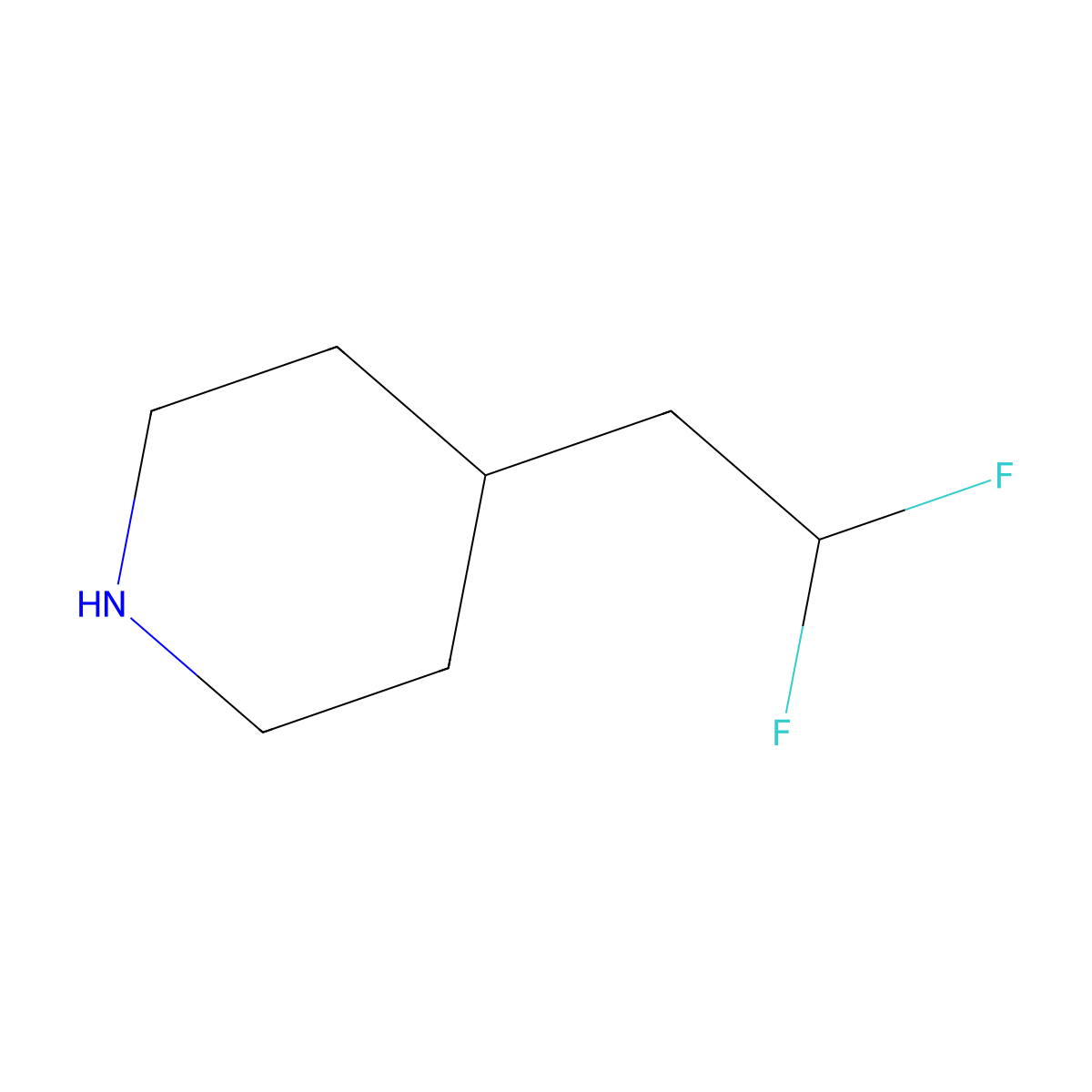 4-(2,2-Difluoroethyl)piperidine molecular structure, CAS 785756-04-9