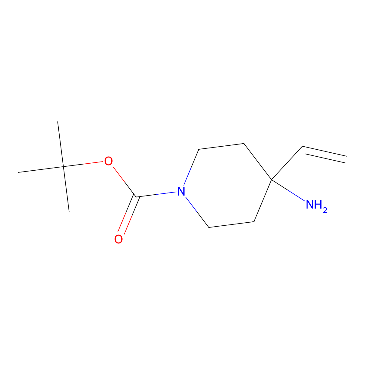 Tert-butyl 4-amino-4-ethenylpiperidine-1-carboxylate molecular structure, CAS 785783-65-5