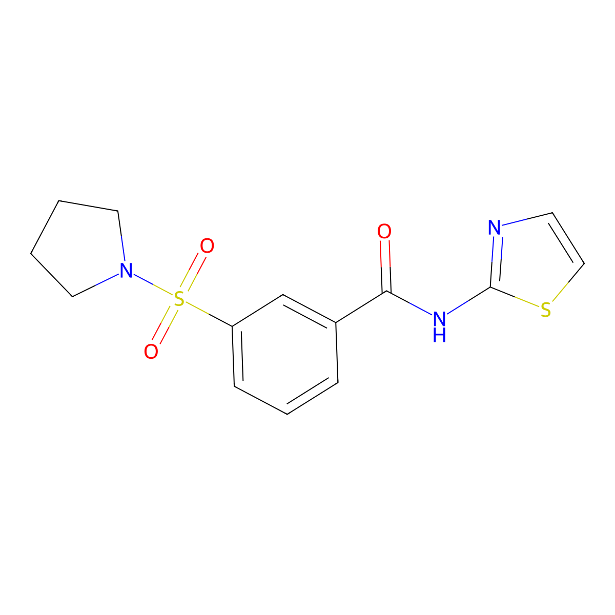 3-(pyrrolidin-1-ylsulfonyl)-N-(1,3-thiazol-2-yl)benzamide molecular structure, CAS 785791-37-9