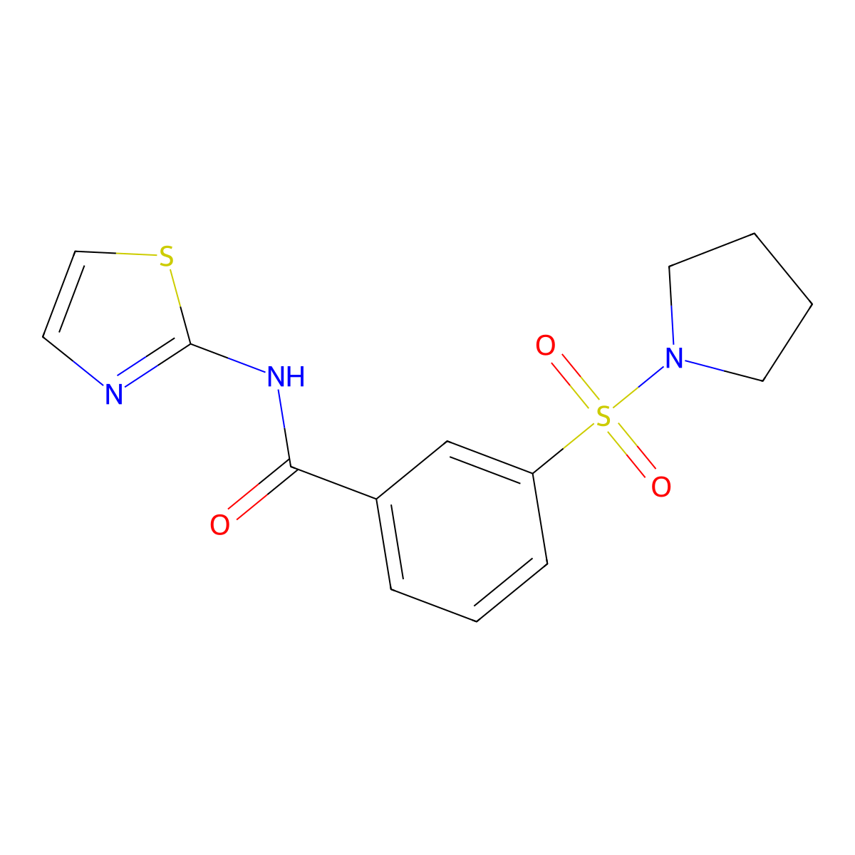 3-(pyrrolidin-1-ylsulfonyl)-N-(1,3-thiazol-2-yl)benzamide molecular structure, CAS 785791-37-9