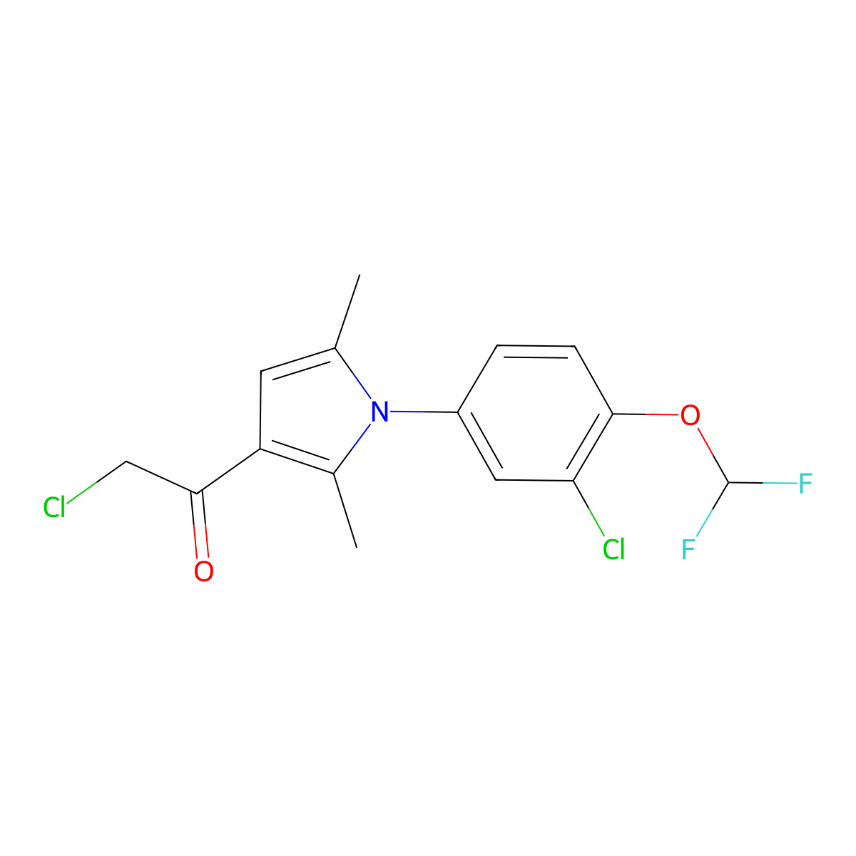2-chloro-1-{1-[3-chloro-4-(difluoromethoxy)phenyl]-2,5-dimethyl-1H-pyrrol-3-yl}ethan-1-one molecular structure, CAS 785792-25-8