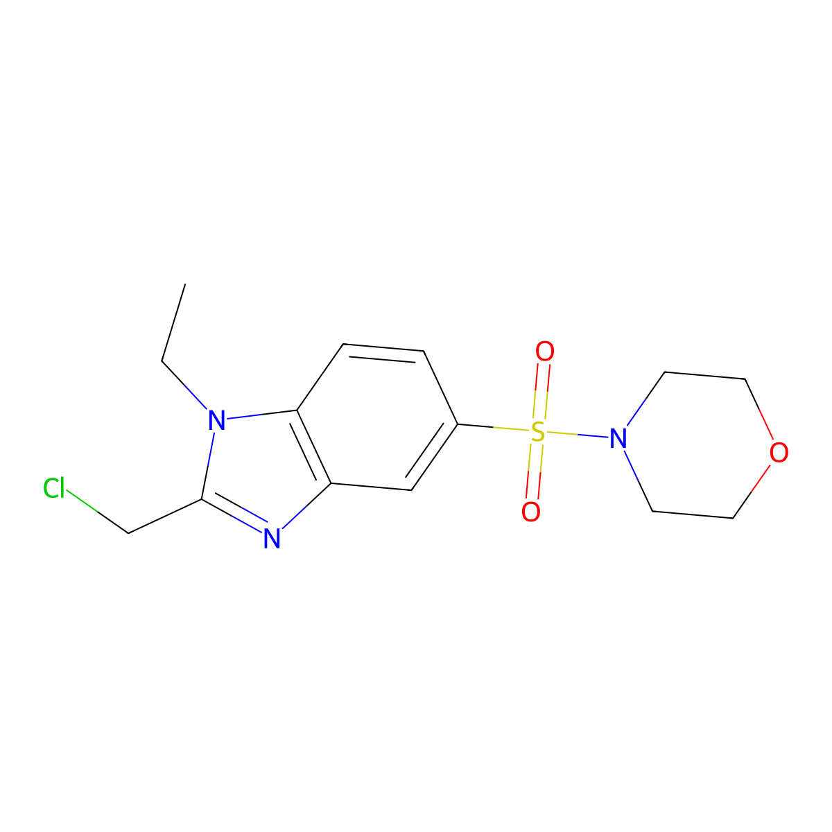 2-(chloromethyl)-1-ethyl-5-(morpholine-4-sulfonyl)-1H-1,3-benzodiazole molecular structure, CAS 785792-29-2