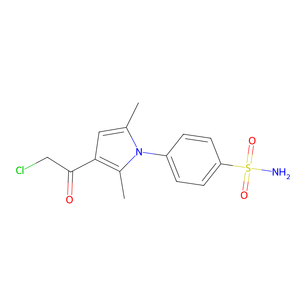4-[3-(2-chloroacetyl)-2,5-dimethyl-1H-pyrrol-1-yl]benzene-1-sulfonamide molecular structure, CAS 785792-42-9