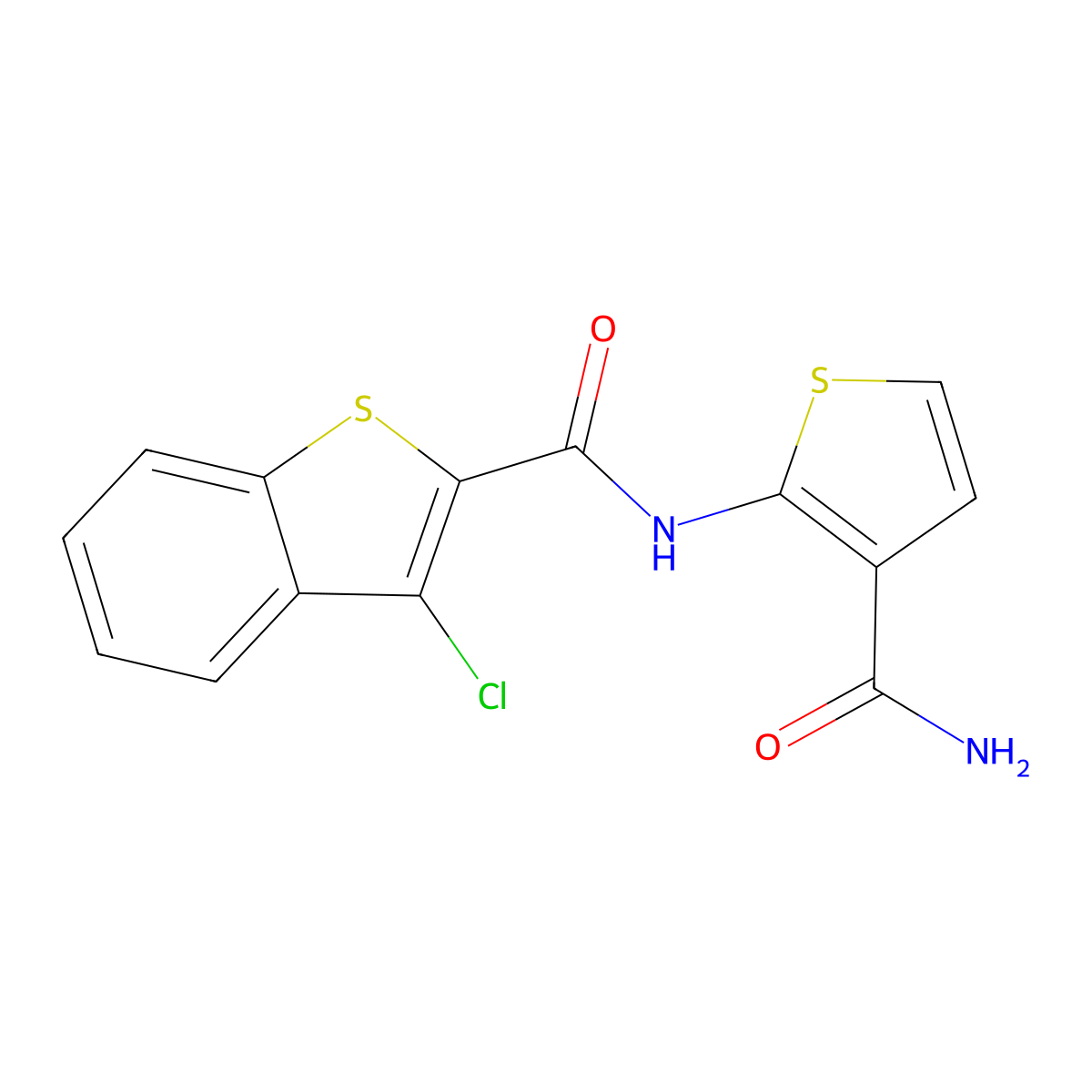 N-(3-carbamoylthiophen-2-yl)-3-chloro-1-benzothiophene-2-carboxamide molecular structure, CAS 785799-34-0