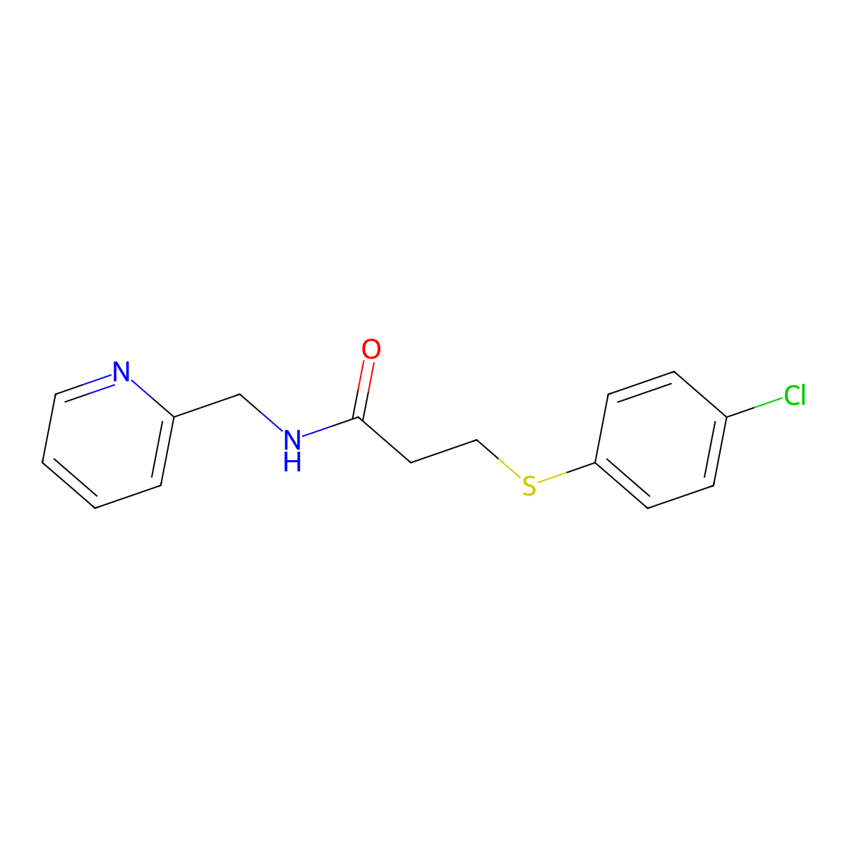 3-(4-chlorophenyl)sulfanyl-N-(pyridin-2-ylmethyl)propanamide molecular structure, CAS 785802-19-9