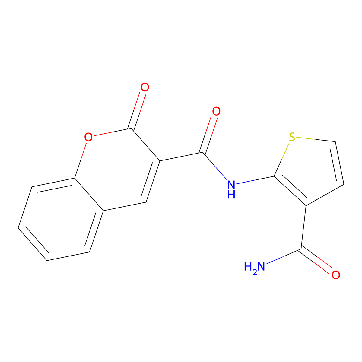 N-(3-carbamoylthiophen-2-yl)-2-oxo-2H-chromene-3-carboxamide molecular structure, CAS 785803-05-6
