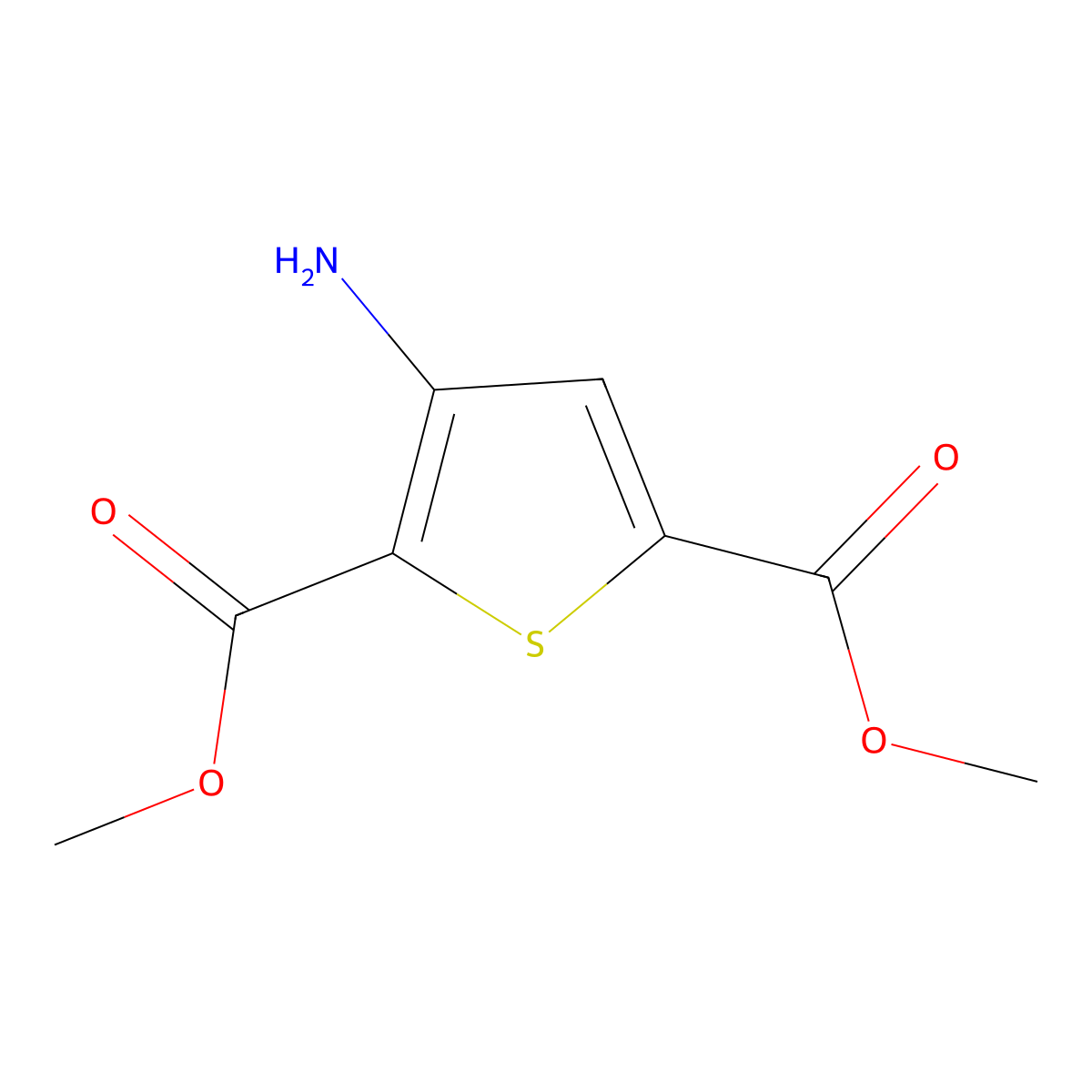 Dimethyl 3-aminothiophene-2,5-dicarboxylate molecular structure, CAS 785803-74-9