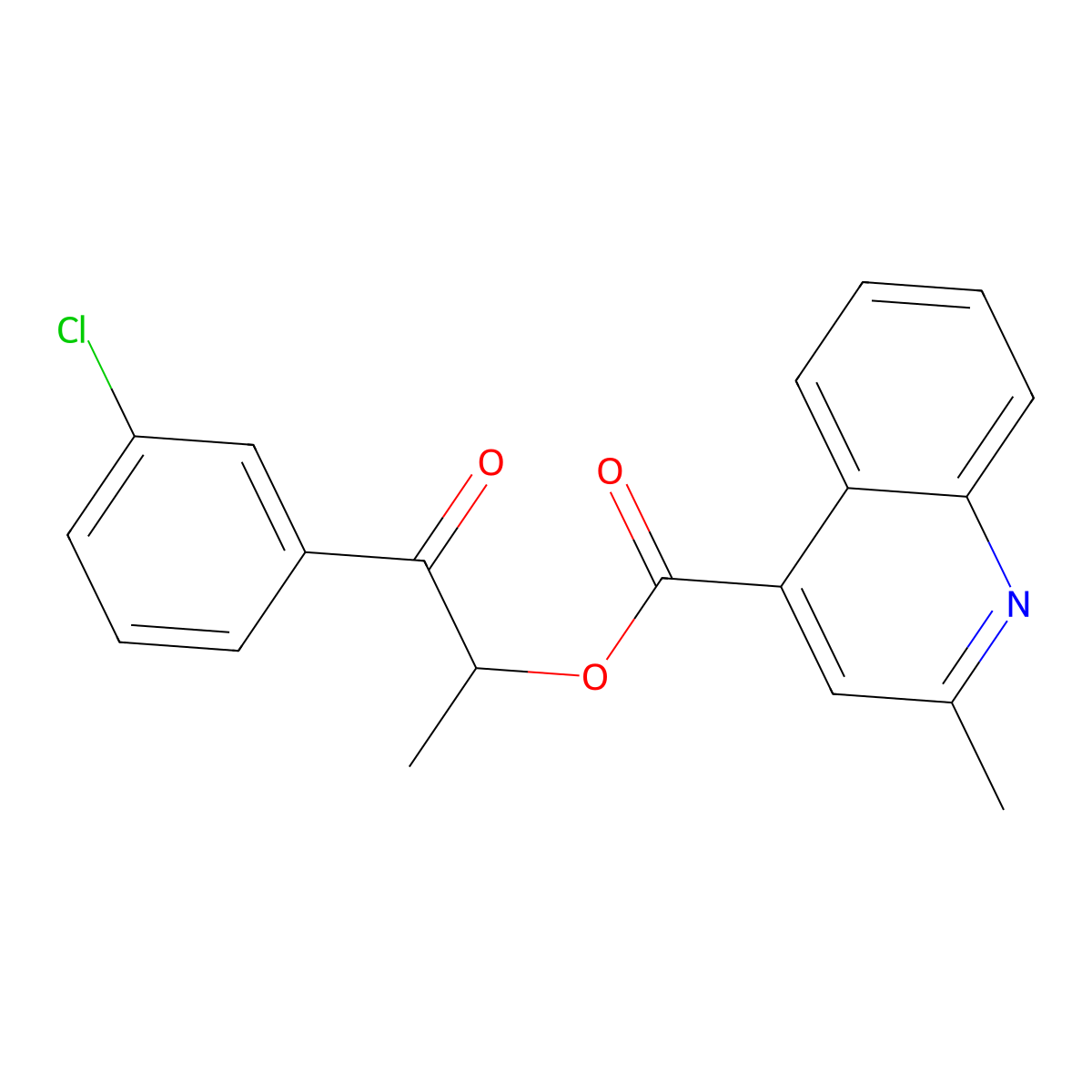 1-(3-Chlorophenyl)-1-oxopropan-2-yl 2-methylquinoline-4-carboxylate molecular structure, CAS 785810-66-4