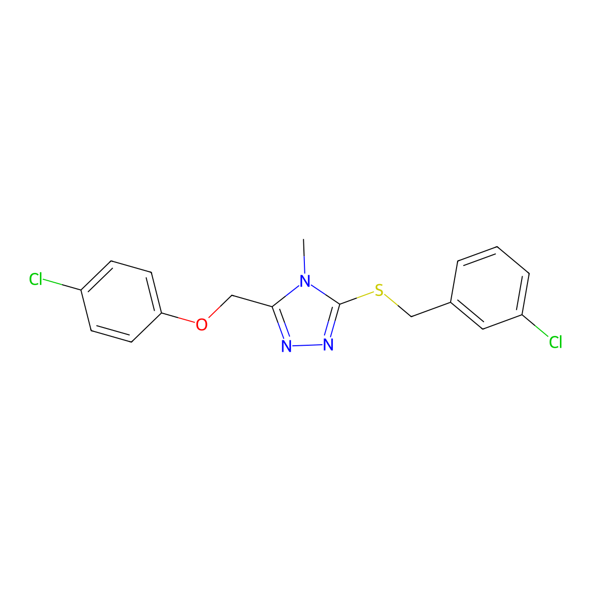 3-[(3-chlorobenzyl)sulfanyl]-5-[(4-chlorophenoxy)methyl]-4-methyl-4H-1,2,4-triazole molecular structure, CAS 785818-63-5