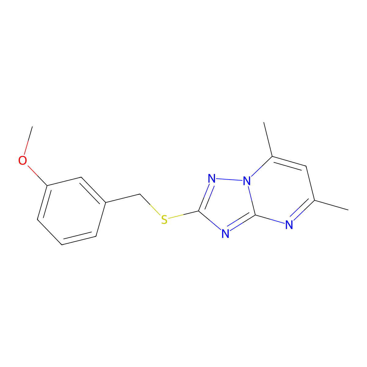 2-[(3-Methoxyphenyl)methylsulfanyl]-5,7-dimethyl-[1,2,4]triazolo[1,5-a]pyrimidine molecular structure, CAS 785821-13-8