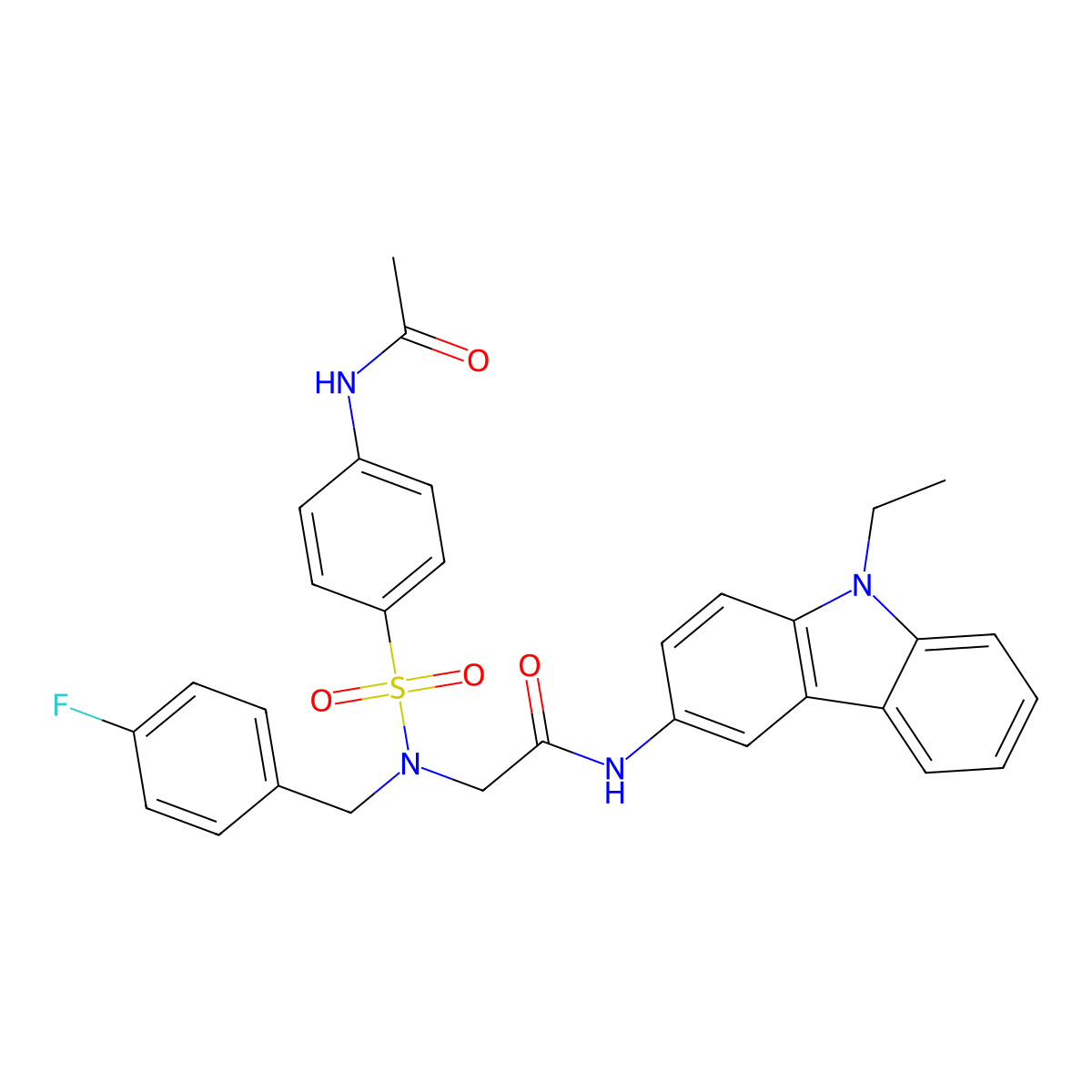 2-[[[4-(Acetylamino)phenyl]sulfonyl][(4-fluorophenyl)methyl]amino]-N-(9-ethyl-9H-carbazol-3-yl)acetamide molecular structure, CAS 785821-19-4