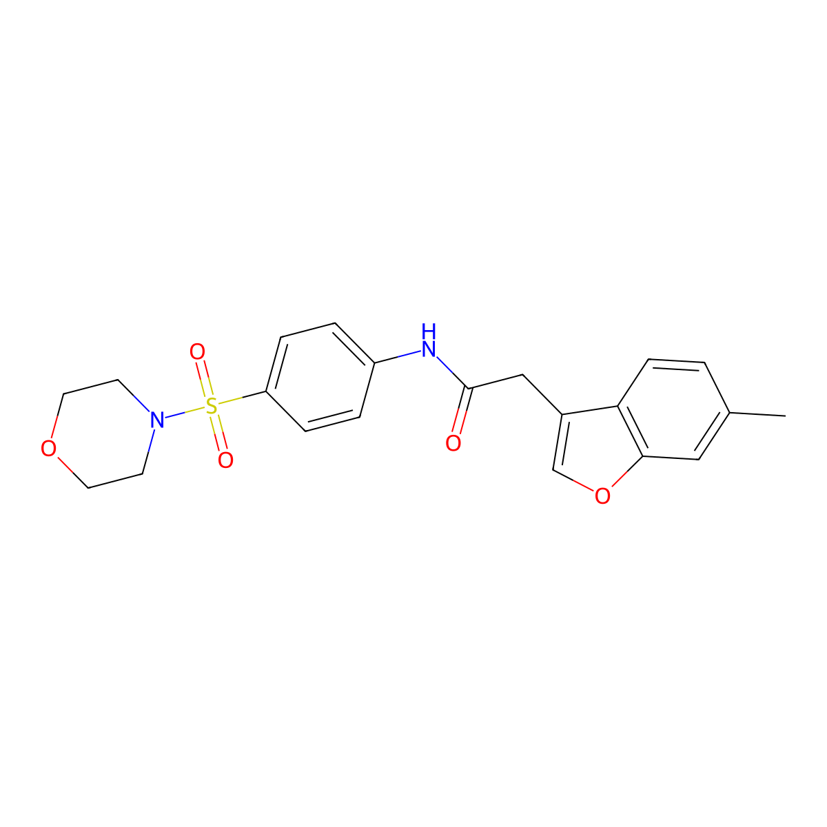 2-(6-methyl-1-benzofuran-3-yl)-N-[4-(morpholin-4-ylsulfonyl)phenyl]acetamide molecular structure, CAS 785822-35-7