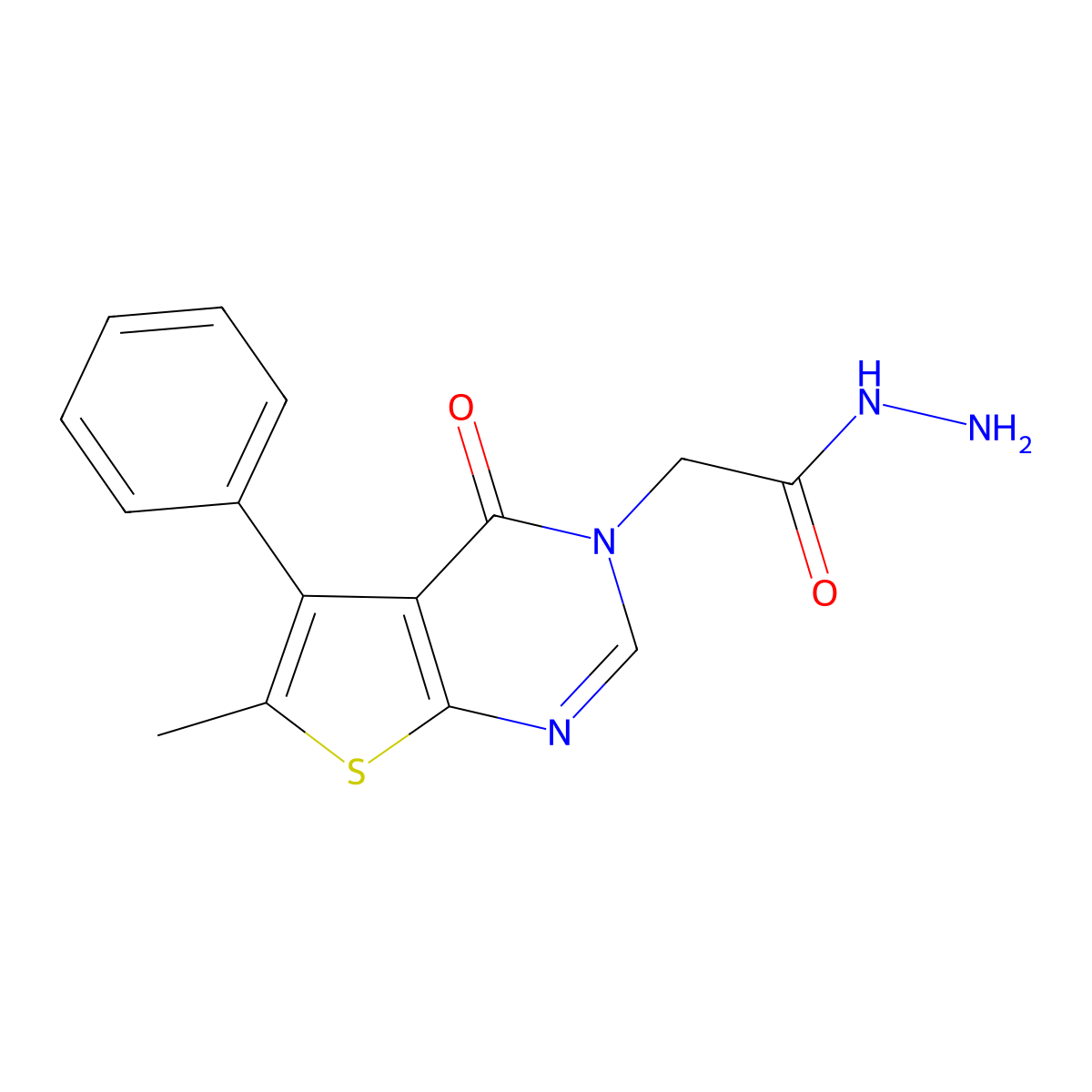 2-(6-Methyl-4-oxo-5-phenylthieno[2,3-d]pyrimidin-3-yl)acetohydrazide molecular structure, CAS 785829-22-3